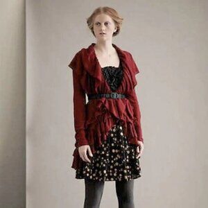 Anthropologie Burlapp Grand Cru Black & Gold Polka Dot RARE Dress Size M